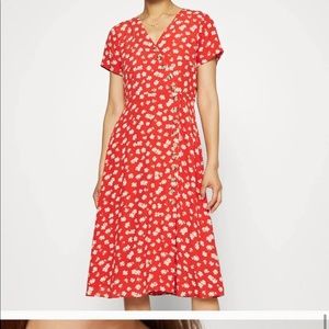 Madewell Button-Wrap Midi Dress Aloha Thai Chili
